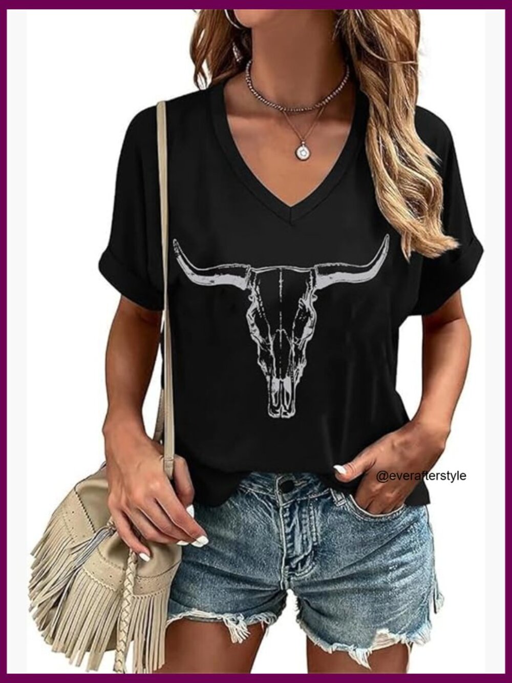 Cotton Blend V-Neck Rock Band T-Shirt Short Sleeve Concert Top